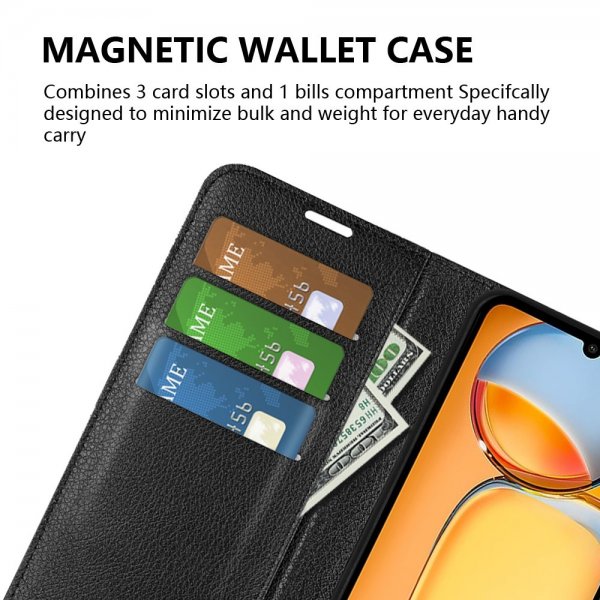 Xiaomi Redmi 13C Suojakuori Litchi Musta