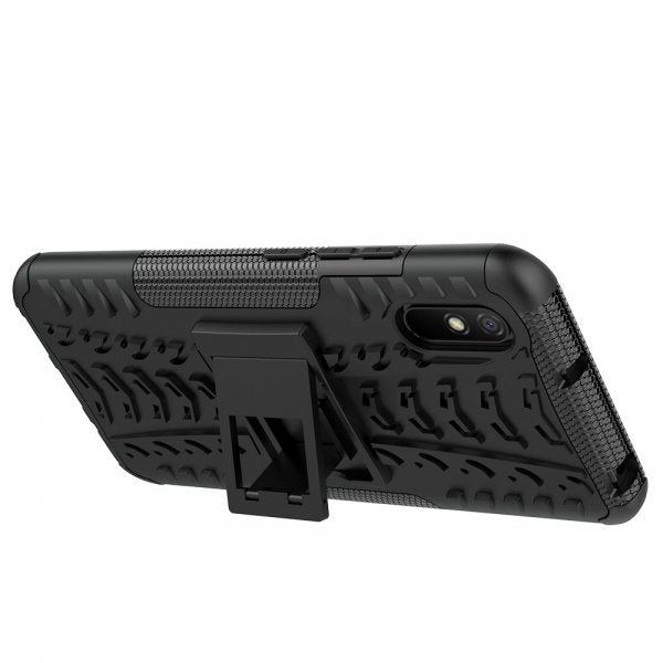 Xiaomi Redmi 9A Kuori Rengaskuvio Jalustatoiminnolla Musta