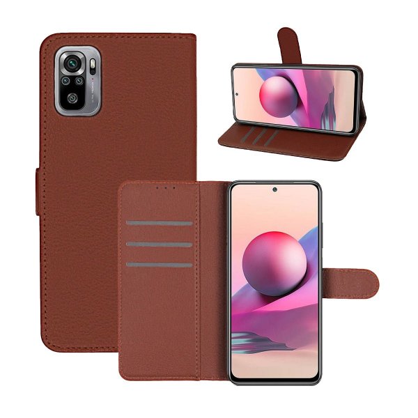 Xiaomi Redmi Note 10 5G Kotelo Jalustalla Ruskea