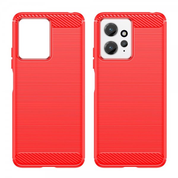 Xiaomi Redmi Note 12 Kuoret, Harjattu Hiilikuitutekstuuri, Punainen