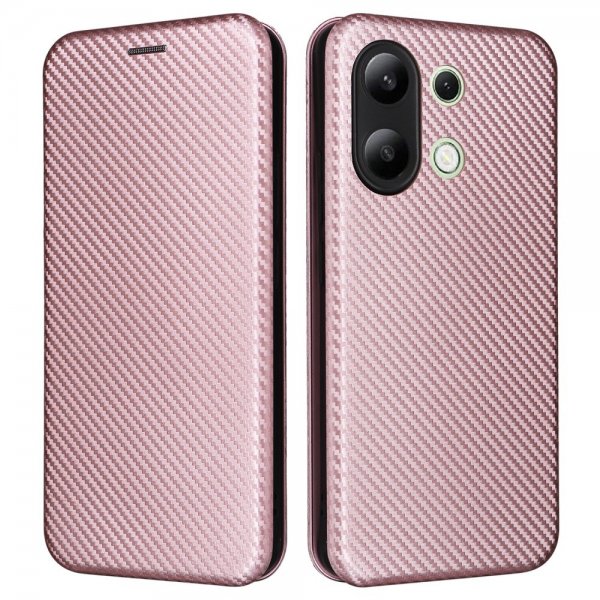 Xiaomi Redmi Note 13 4G Suojakuori Hiilikuitutekstuuri Ruusukulta