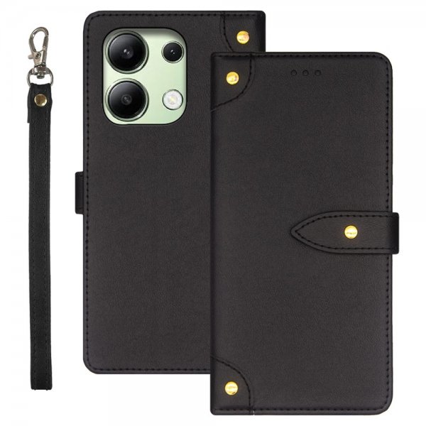 Xiaomi Redmi Note 13 4G -kotelo rannehihnalla, musta
