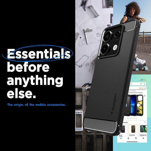 Spigen Xiaomi Redmi Note 13 Pro 5G -suojakuori, Rugged Armor Matte Black