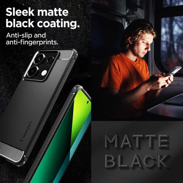 Spigen Xiaomi Redmi Note 13 Pro 5G -suojakuori, Rugged Armor Matte Black