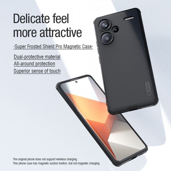 Nillkin Xiaomi Redmi Note 13 Pro Plus 5G Kuori Super Frosted Shield Pro MagSafe Musta
