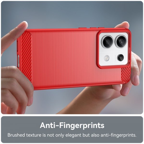 Xiaomi Redmi Note 13 Pro 5G -kuori, harjattu hiilikuitukuvio, punainen