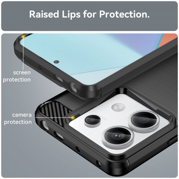 Xiaomi Redmi Note 13 Pro 5G Kuori Harjattu hiilikuitukuvio Musta