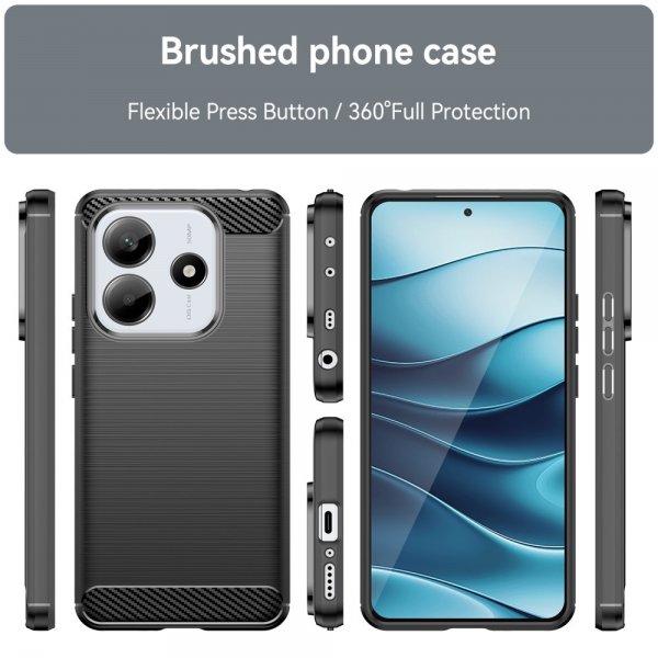 Xiaomi Redmi Note 14 5G Kuori Harjattu Hiilikuitutekstuuri Musta