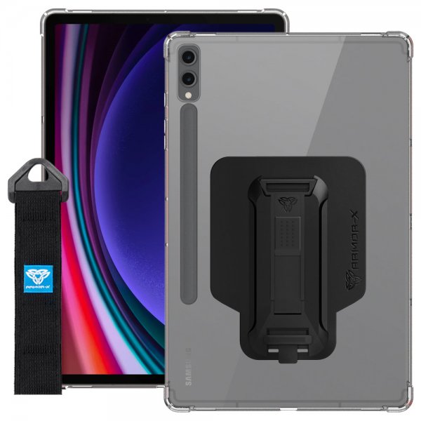 Armor-X Samsung Galaxy Tab S9 Plus Suojakotelo Kulmasuojaus Jalusta Käsilenkki X-Mount
