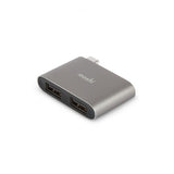 Moshi USB-C–kaksois-USB-A-adapteri titaaninharmaa