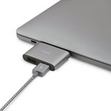 Moshi USB-C–kaksois-USB-A-adapteri titaaninharmaa