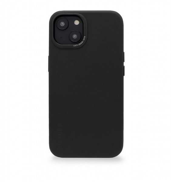 Decoded iPhone 14 Plus -kuoret, nahkainen takakansi, musta