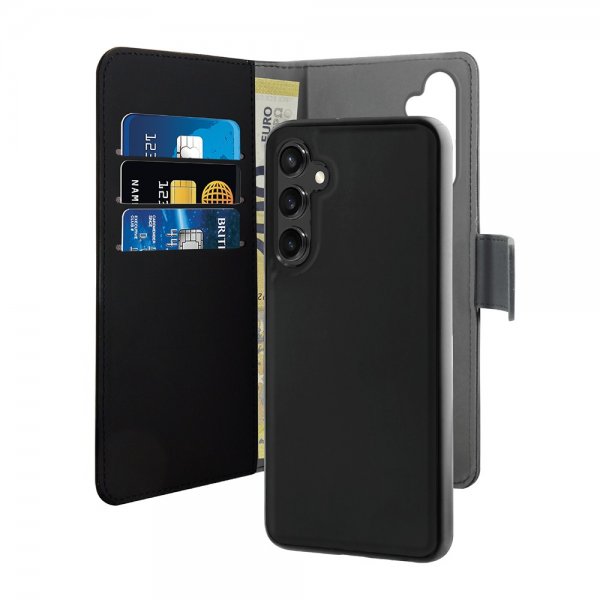 Puro Samsung Galaxy A55 Wallet Detachable 2-in-1 -lompakkokotelo, musta