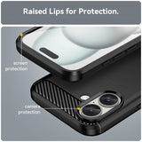 iPhone 16 Kuori Harjattu hiilikuitukuvio Musta
