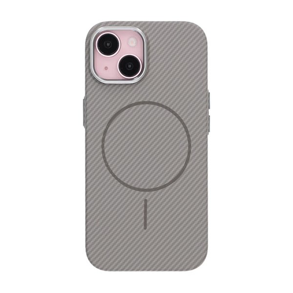 iPhone 15 Kuori Hiilikuitukuvio MagSafe Harmaa