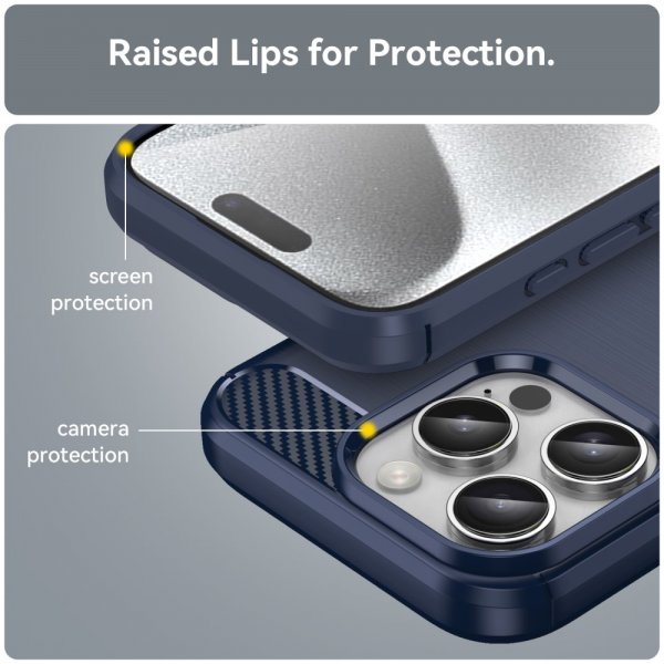 iPhone 16 Pro Kuori Harjattu hiilikuitukuvio Sininen