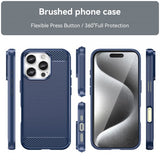 iPhone 16 Pro Kuori Harjattu hiilikuitukuvio Sininen