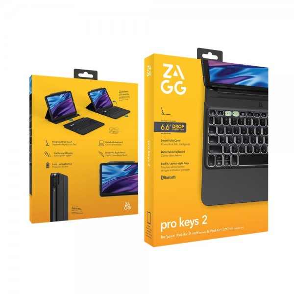 ZAGG iPad Air 11 (M2/M3/M4) Näppäimistökotelo Pro Keys 2 Pohjoismainen asettelu Musta