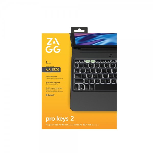 ZAGG iPad Air 11 (M2/M3/M4) Näppäimistökotelo Pro Keys 2 Pohjoismainen asettelu Musta