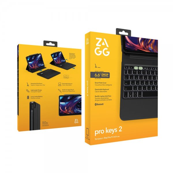 ZAGG iPad Pro 11 (M4/M5) -näppäimistökotelo Pro Keys 2 Nordic Layout Musta