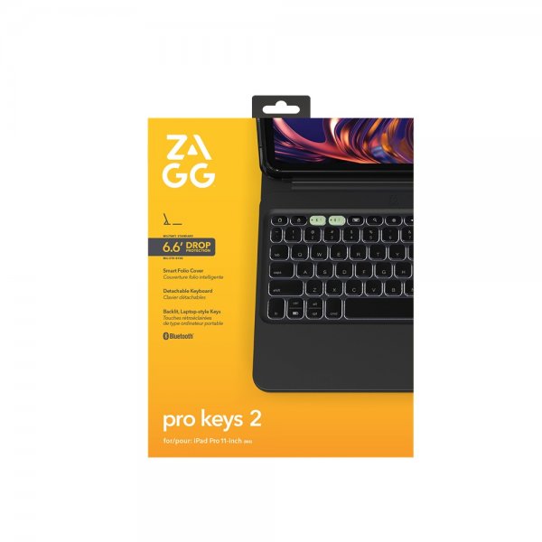ZAGG iPad Pro 11 (M4/M5) -näppäimistökotelo Pro Keys 2 Nordic Layout Musta