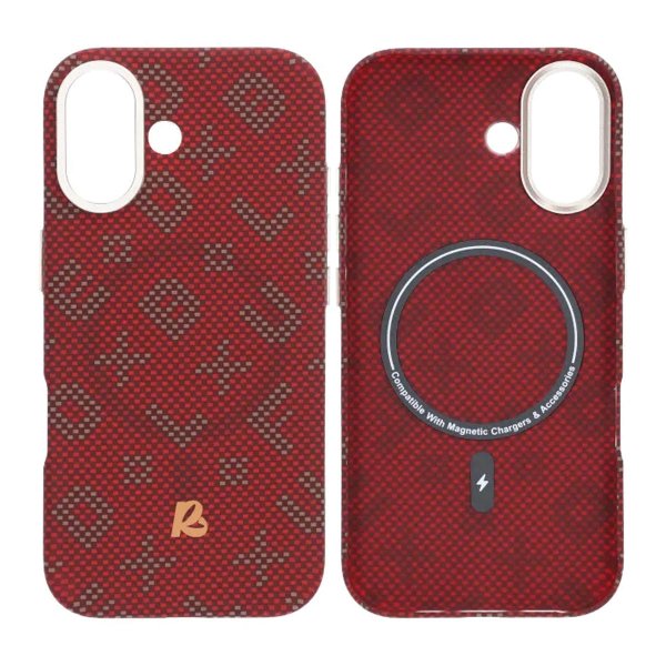 iPhone 17 Kuori Aramidikuitu MagSafe Teksti Punainen