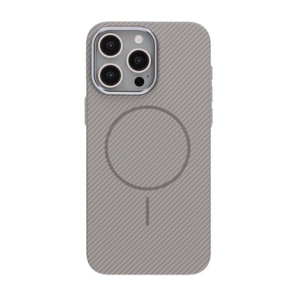 iPhone 15 Pro Max Kuori Hiilikuitukuvio MagSafe Harmaa