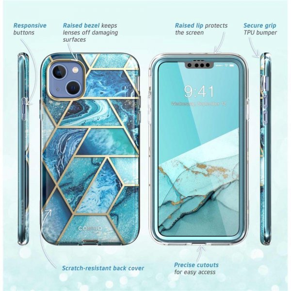 Supcase iPhone 14 Plus -suojakuori, Cosmo Blue Marble