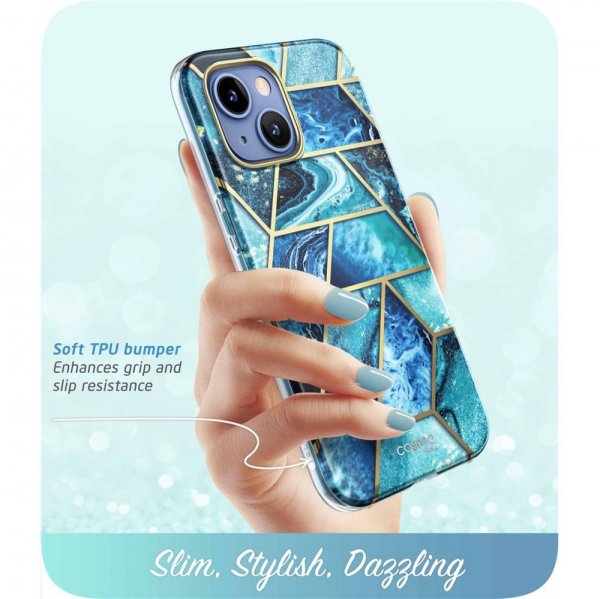 Supcase iPhone 14 Plus -suojakuori, Cosmo Blue Marble