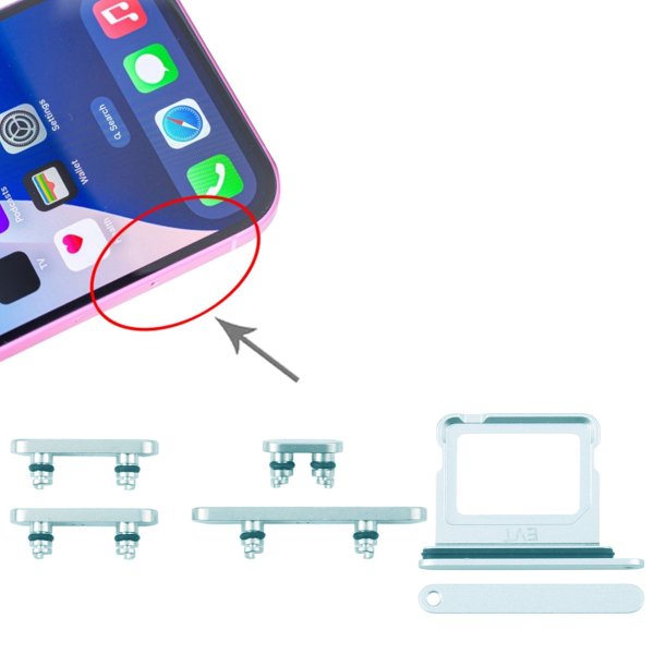 Painikkeet ja SIM-korttipidike iPhone 16 ja 16 Plus -puhelimille - Vihreä