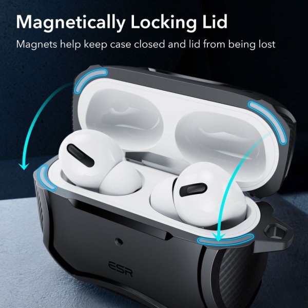 ESR AirPods Pro/AirPods Pro 2 Kuori Cyber Tough HaloLock Musta