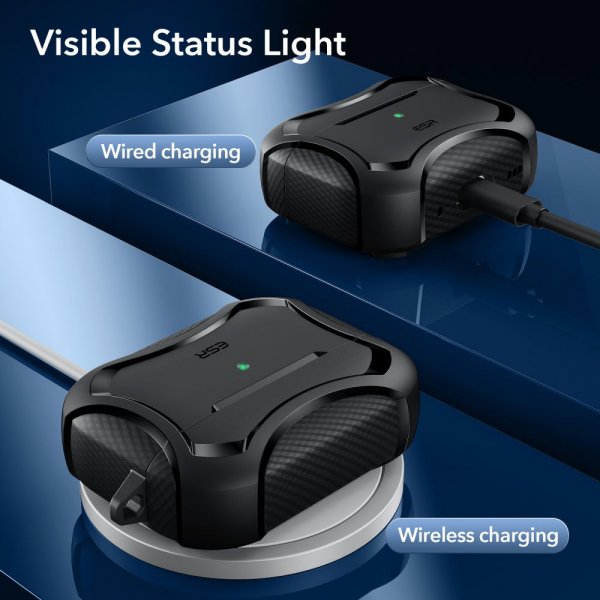 ESR AirPods Pro/AirPods Pro 2 Kuori Cyber Tough HaloLock Musta
