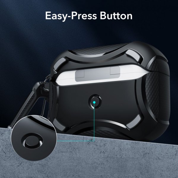 ESR AirPods Pro/AirPods Pro 2 Kuori Cyber Tough HaloLock Musta