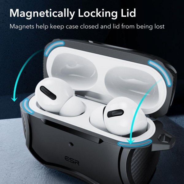 ESR AirPods Pro/AirPods Pro 2 Kuori Cyber Tough HaloLock Musta
