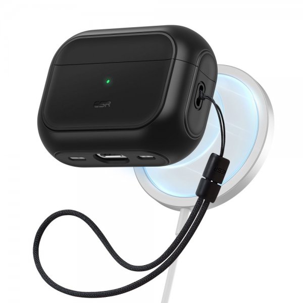 ESR AirPods Pro/AirPods Pro 2 -suojakuori Orbit Hybrid HaloLock musta