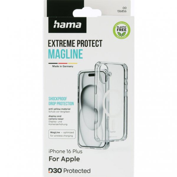 Hama iPhone 16 Plus -suojakuori Extreme Protect MagLine, läpinäkyvä