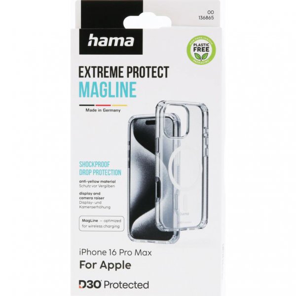 Hama iPhone 16 Pro Max -suojakuori Extreme Protect MagLine läpinäkyvä