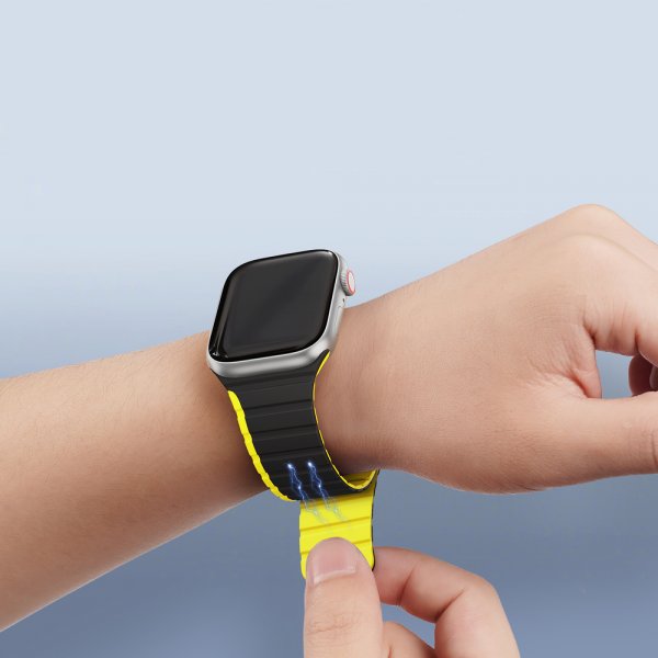 Dux Ducis Apple Watch 38/40/41/42mm ranneke LD Series, musta/keltainen