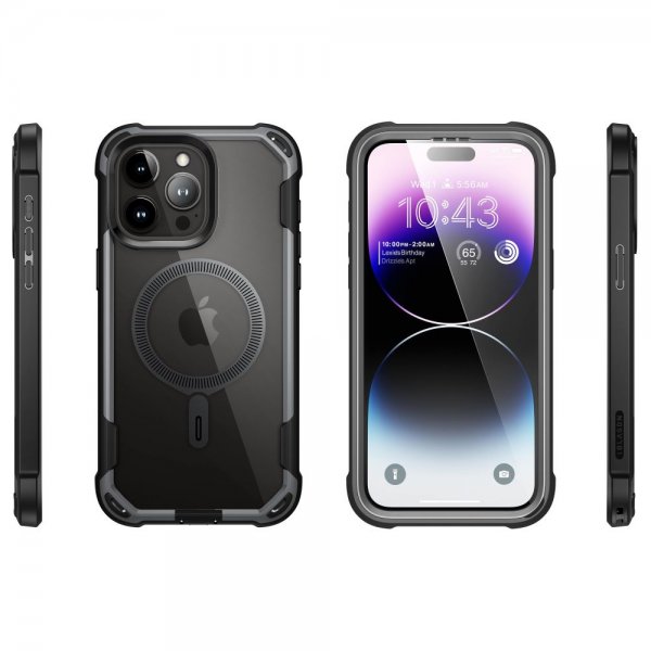 Supcase iPhone 15 Pro Max Kuori Ares Mag Musta