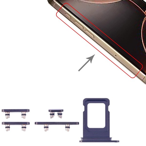 Painikkeet ja SIM-korttipidike iPhone 15 Prolle ja 15 Pro Maxille - Sininen