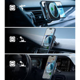 ESR-autoteline Qi2 Air Vent Wireless Car Charger CryoBoost HaloLock Musta