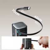 Joyroom 65W seinälaturi sisäänrakennetulla USB-C-kaapelilla ja USB-A/USB-C-liitännällä Musta