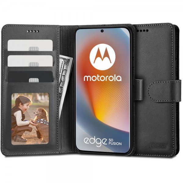 Tech-Protect Motorola Edge 50 Fusion Lompakkokotelo Musta