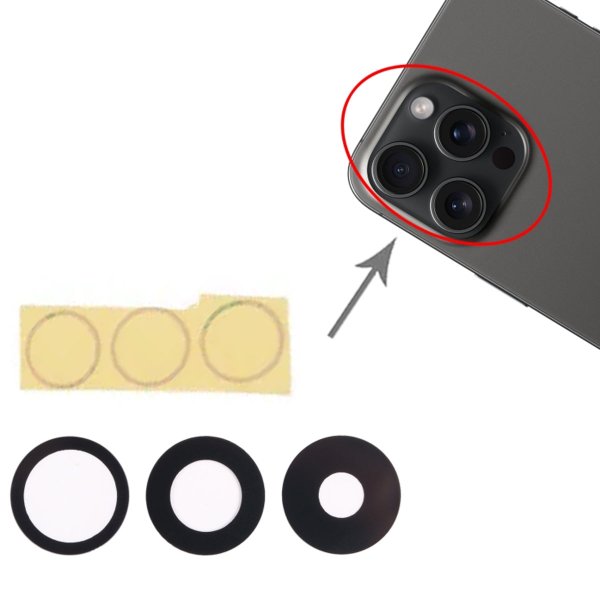 iPhone 15 Pro Kameran lasi itseliimautuvalla teipillä