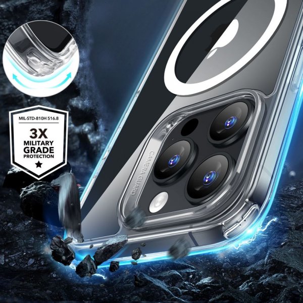 ESR iPhone 16 Pro -kuori ja -näytönsuoja Classic Hybrid MagSafe Set Läpinäkyvä
