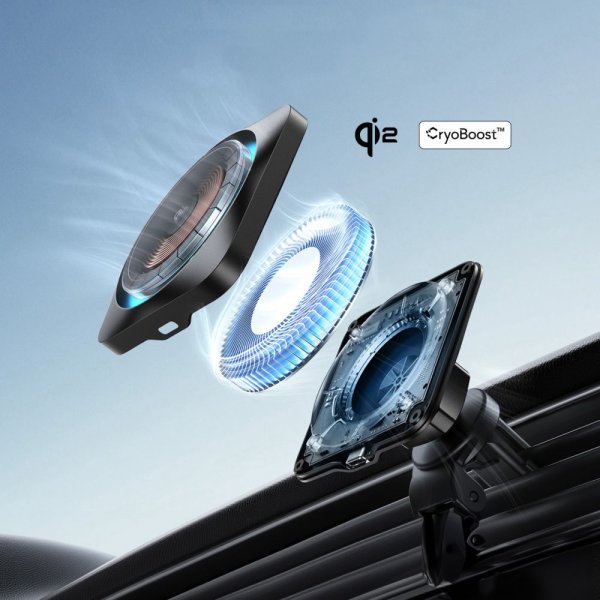 ESR Autoteline Qi2 Air Vent/Dashboard Wireless Car Charger CryBoost HaloLock, musta
