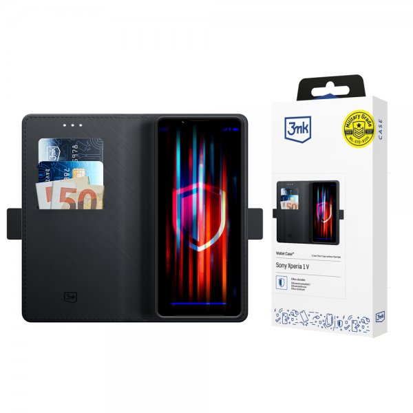 3mk Sony Xperia 1 V Kotelo Lompakko Musta