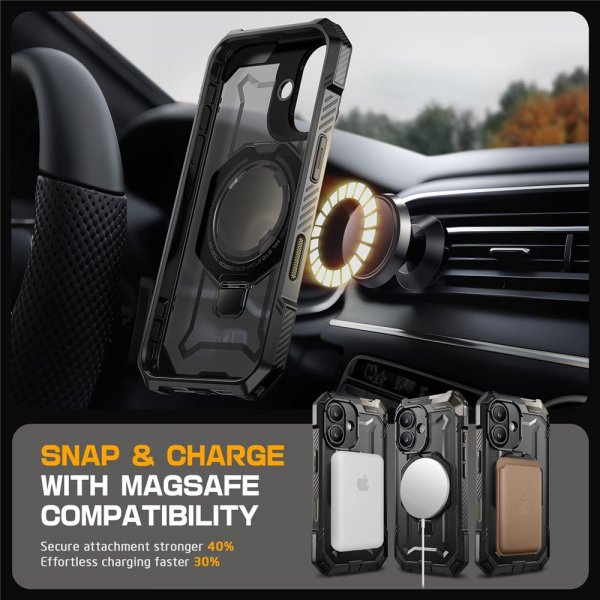 Supcase iPhone 16 Suojakuori UB Grip MagSafe Musta
