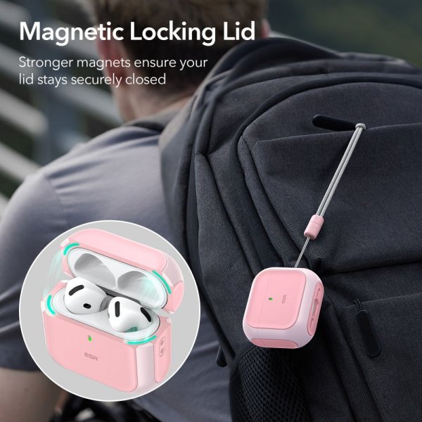 ESR AirPods 4 Kotelo Orbit Hybrid HaloLock Vaaleanpunainen