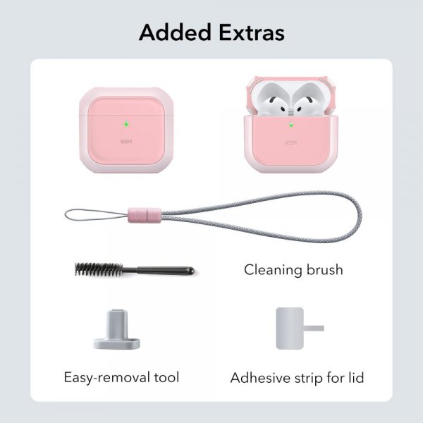 ESR AirPods 4 Kotelo Orbit Hybrid HaloLock Vaaleanpunainen